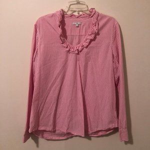 Gap Pink Striped Top With Ruffle